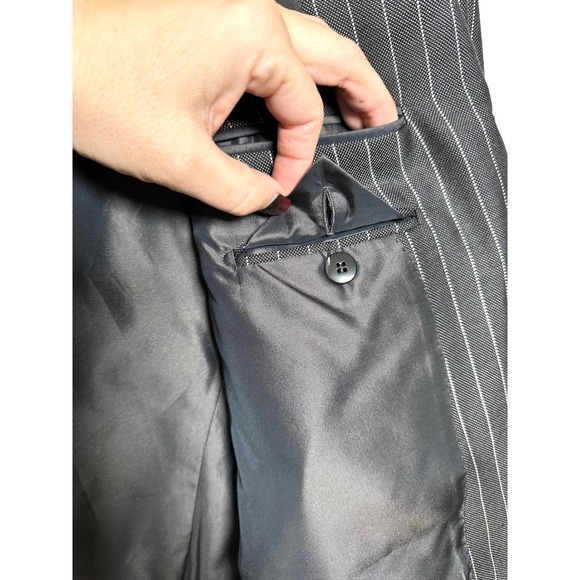 Tom Ford Charcoal Gray Pinstripe 52R Double Breasted Silk Wool Blazer 21BL4B - Picture 12 of 16